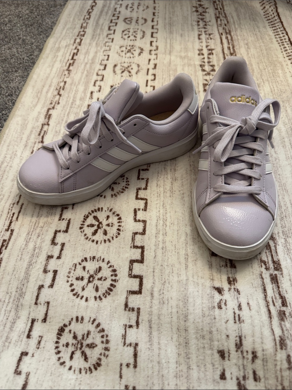 adidas Lavender Low-Top Sneakers with White Stripes